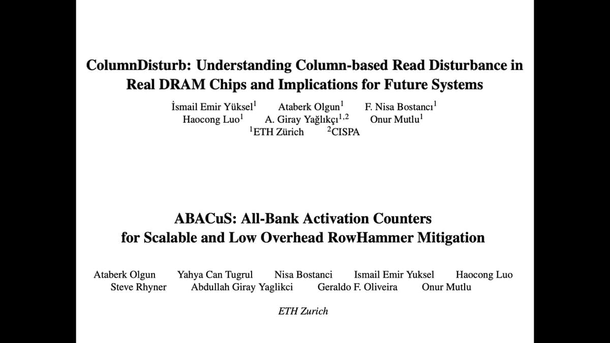 Seminar in Comp. Arch. - S1: ColumnDisturb & ABACuS (Spring 2026)