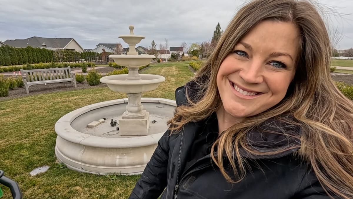 Setting Up the Big Fountain, Planting 2 Small Evergreens & Perennial Clean Up! ⛲️🌲🌾