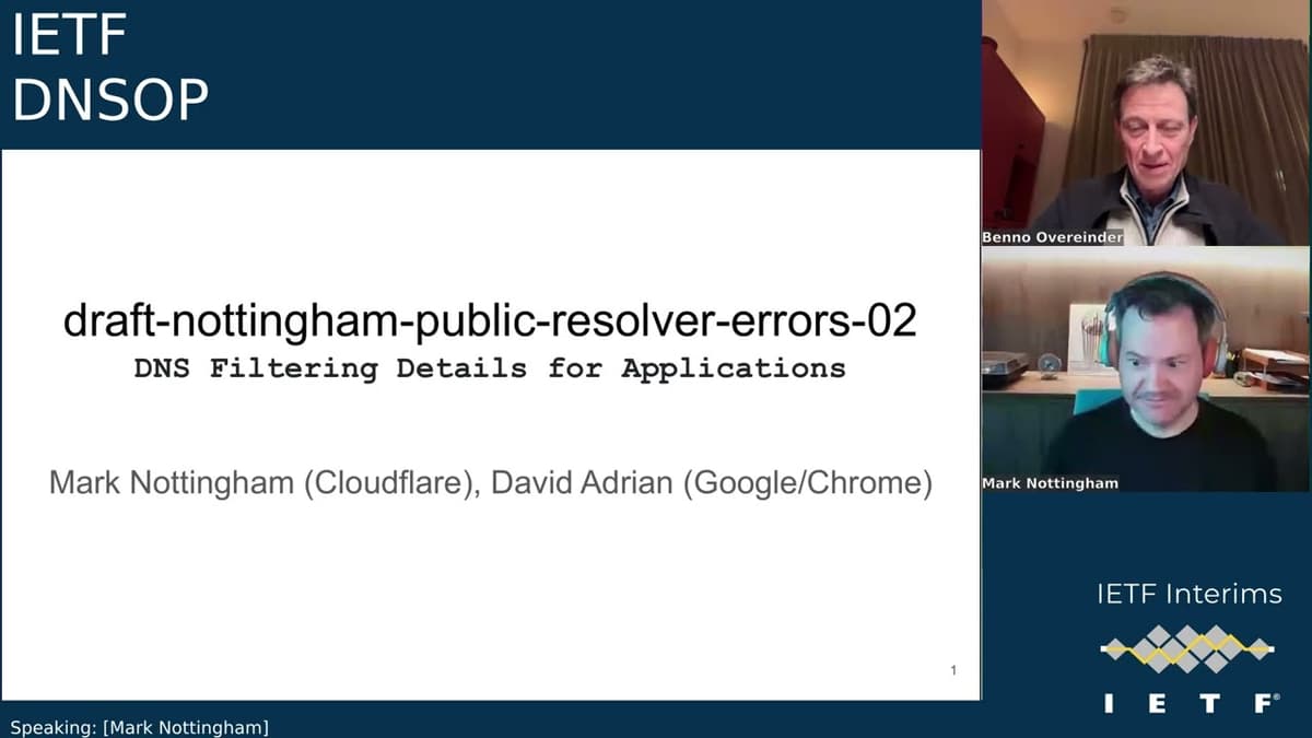 IETF Interim: Domain Name System Operations (DNSOP) 2026-02-18 20:00