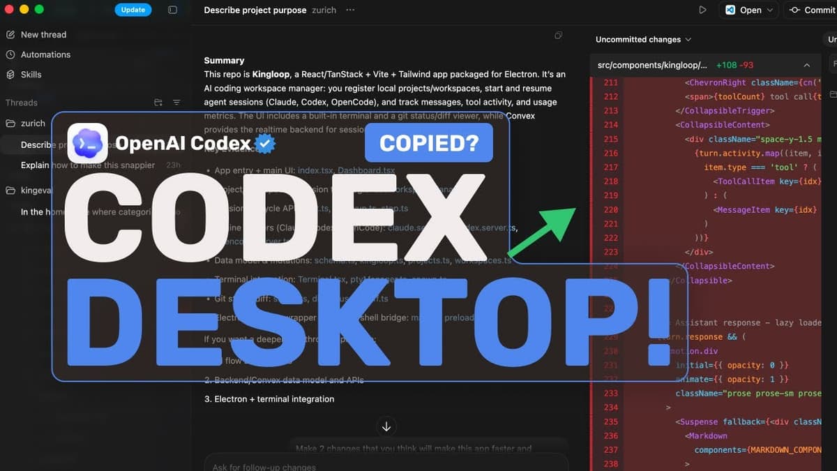Codex Desktop App + Free GPT-5.2 Codex (Tested): Is OpenAI Now Copying Conductor,Commander?