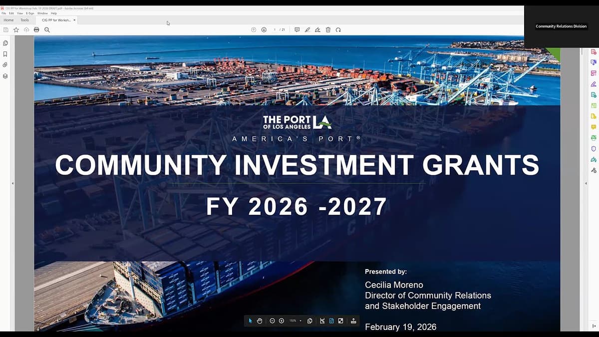 2026 Port of Los Angeles Community Investment Grant Program Workshop Presentation