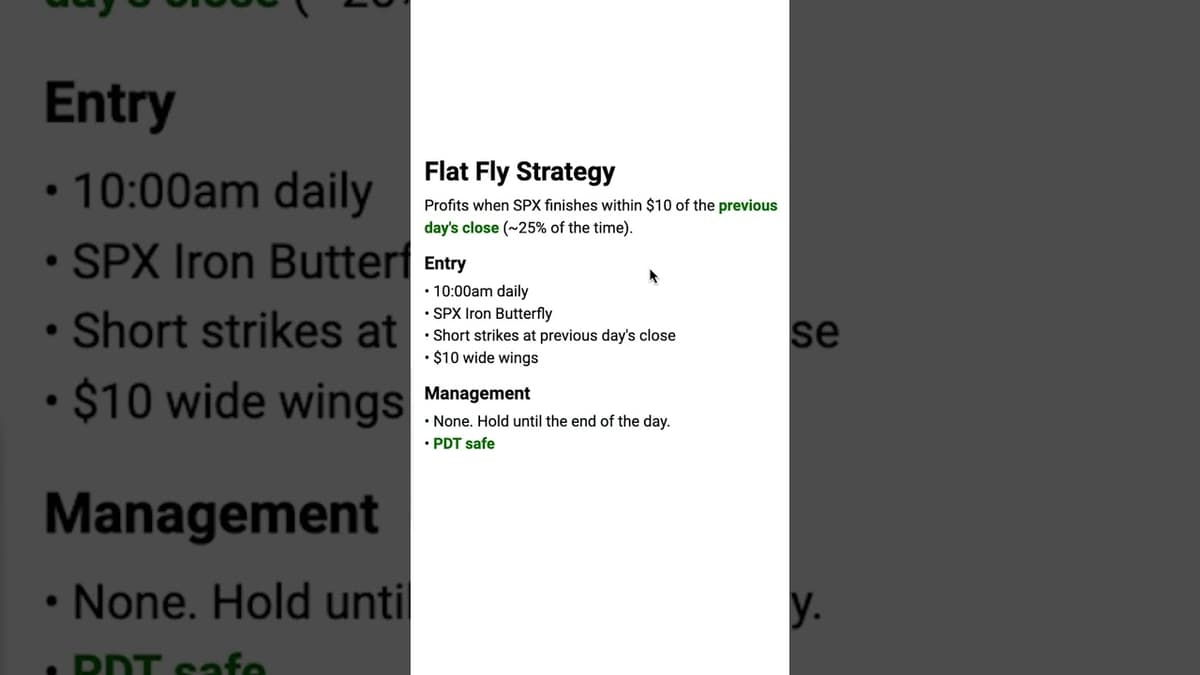 A Strategy for Flat Market Days (Flat Fly)