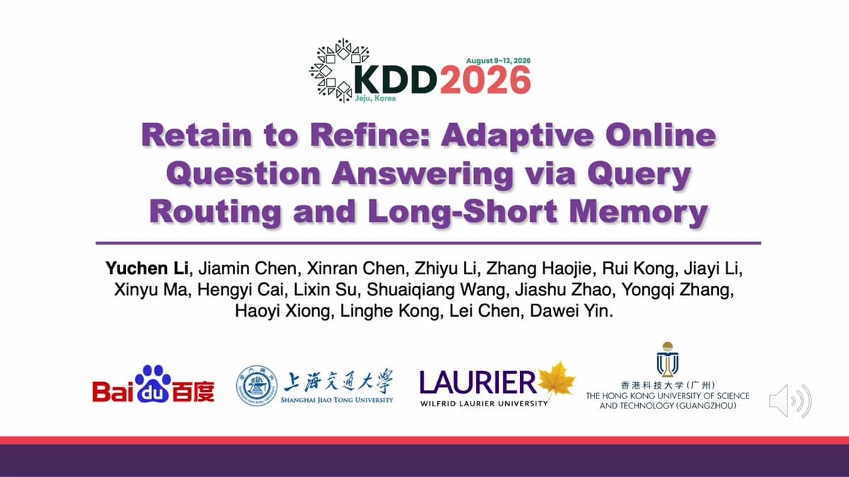 KDD2026 - Retain to Refine: Adaptive Online QuestionAnswering via Query Routing and Long-ShortMemory