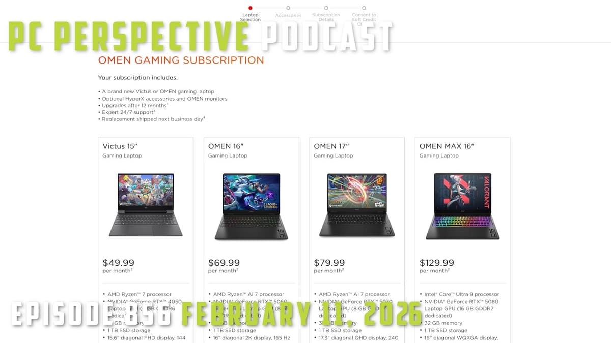 PCPer Podcast 856: ASRock BIOS Fix, 700W Intel CPU? HP Rents Gaming Laptops, Homelab Bling, and MORE