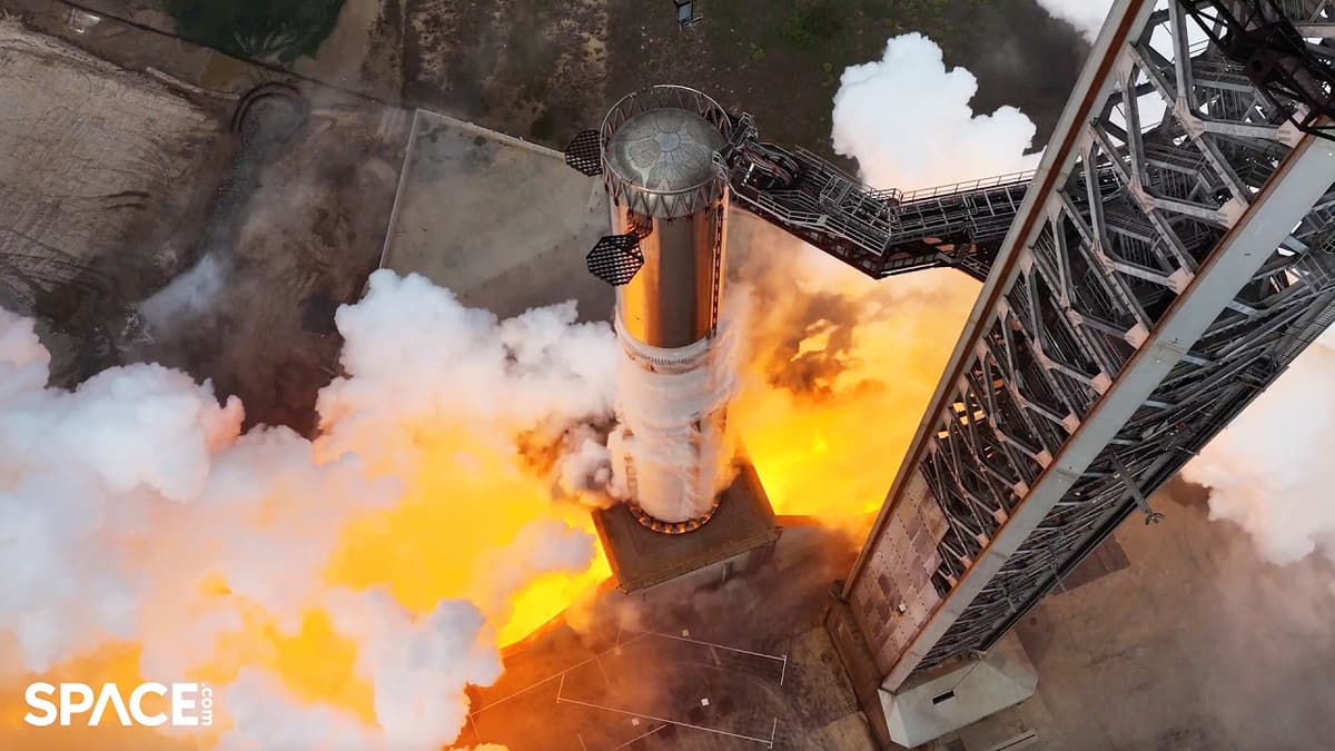 SpaceX Fires up Starship 'V3' Super Heavy Rocket Booster in Preparation for Launch