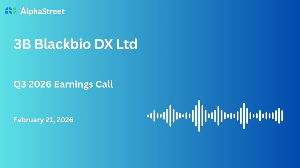 3B Blackbio DX Ltd Q3 FY2025-26 Earnings Conference Call