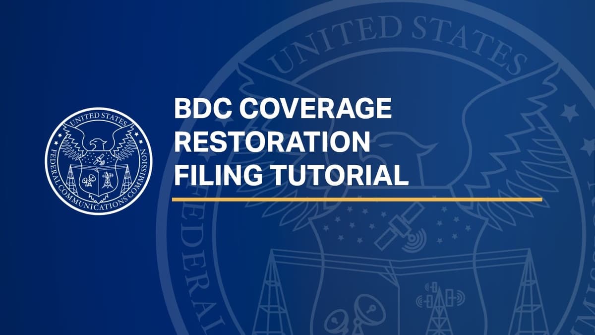 BDC Coverage Restoration Filing Tutorial