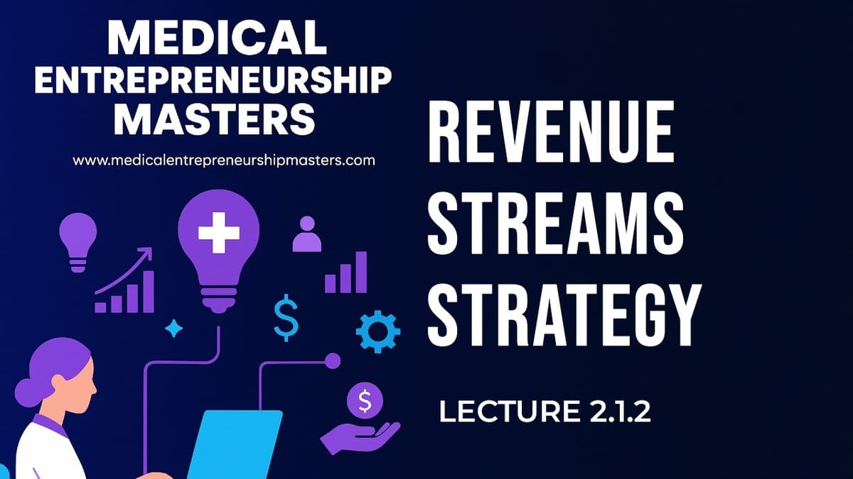Lecture 2.1.2 | Healthcare Revenue Streams Strategy (Part B) | Masters in Medical Entrepreneurship