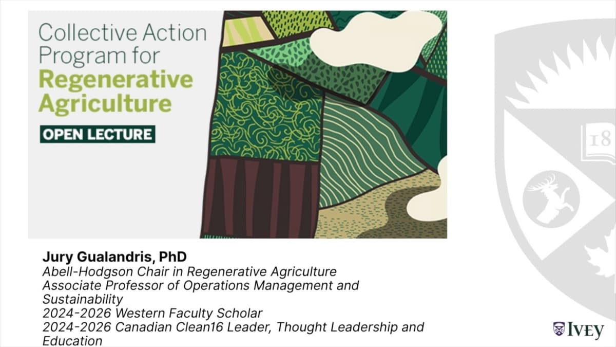 Inaugural Abell-Hodgson Open Lecture on Regenerative Agri-Food Systems