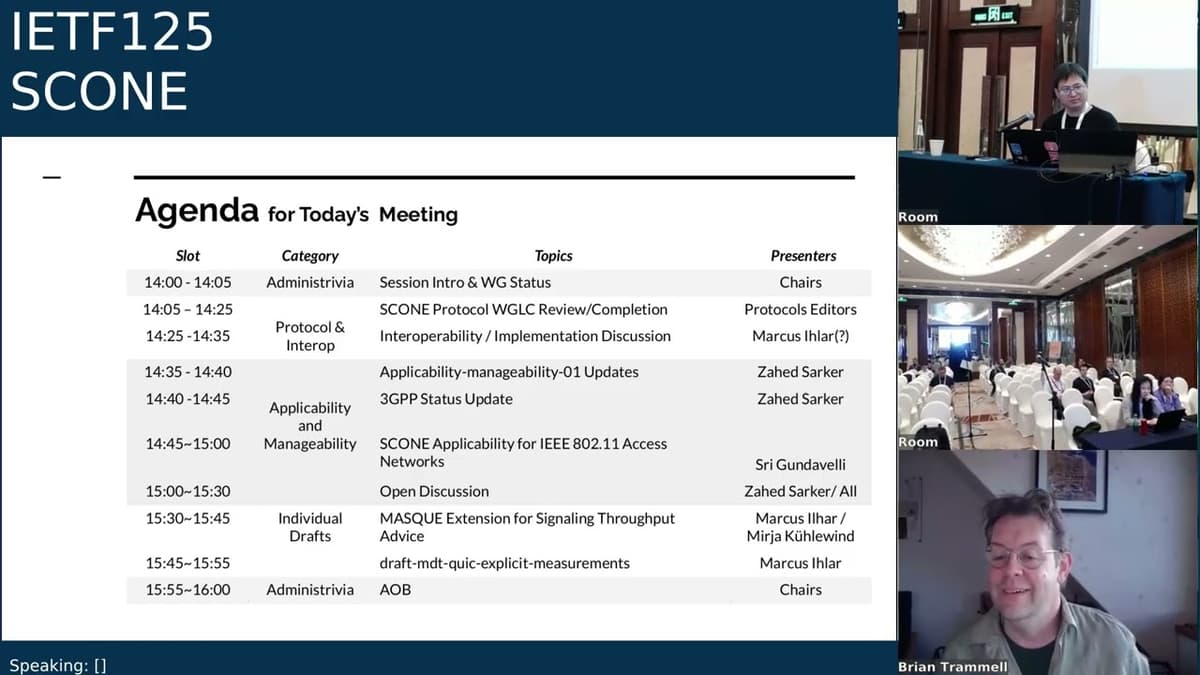 IETF 125: Standard Communication with Network Elements (SCONE) 2026-03-20 06:00