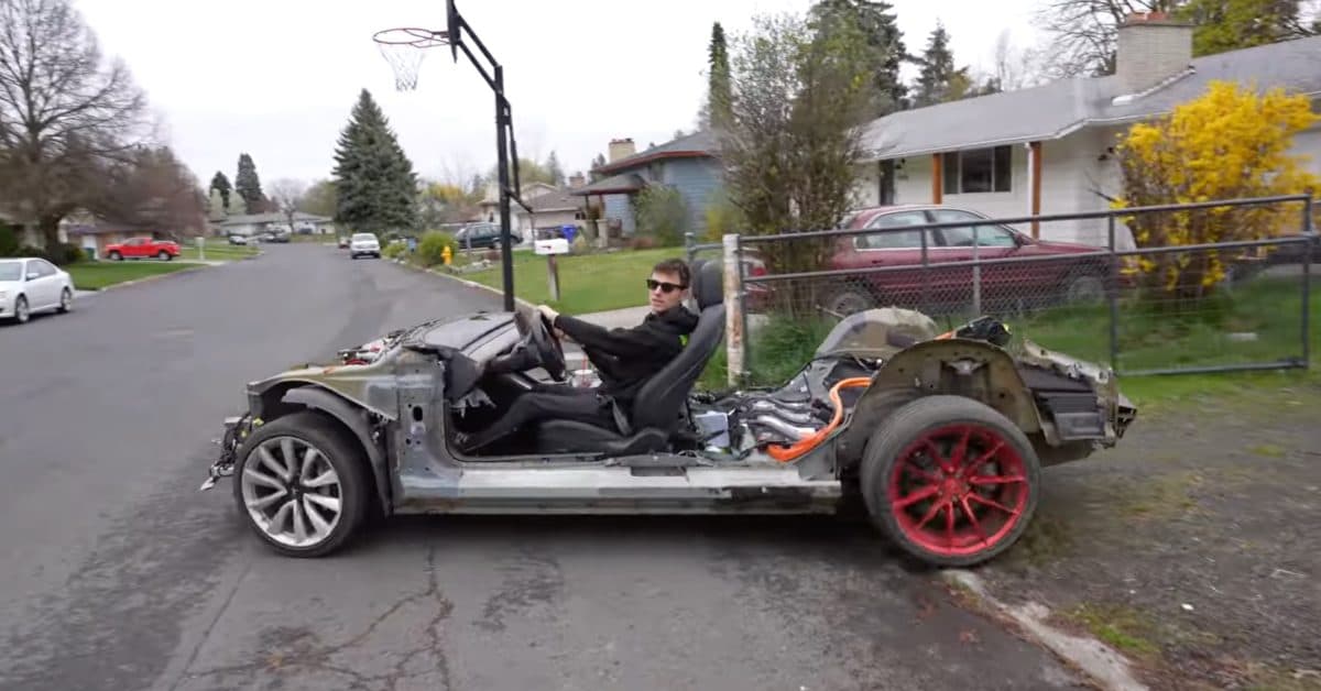 YouTuber Buys Stripped Tesla Model 3 ‘Go-Kart’ for $2,000 — It Still Has 212-Mile Range