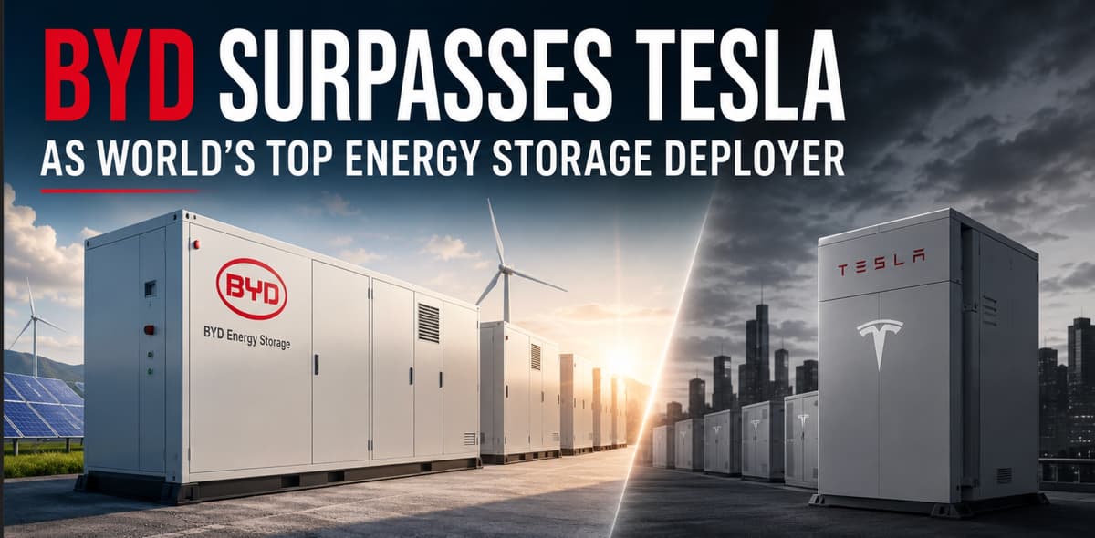 BYD Surpasses Tesla as World’s Top Energy Storage Deployer