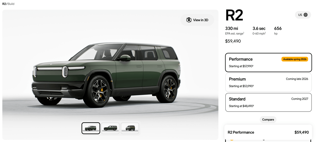 Rivian Opens R2 Configurator: Here Are All the Options and Pricing
