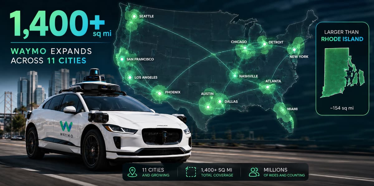 Waymo Expands Robotaxi Coverage More than 20% — Larger than Rhode Island