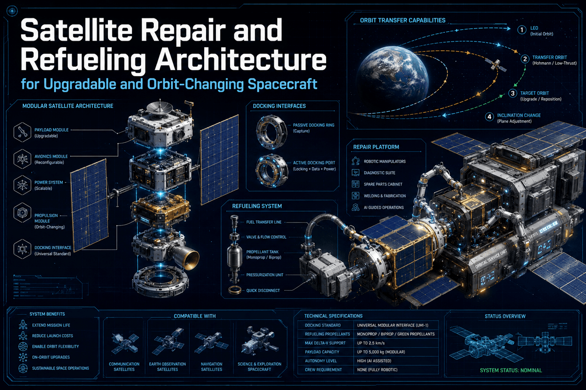 Satellite Repair and Refueling Architecture for Upgradable and Orbit-Changing Spacecraft