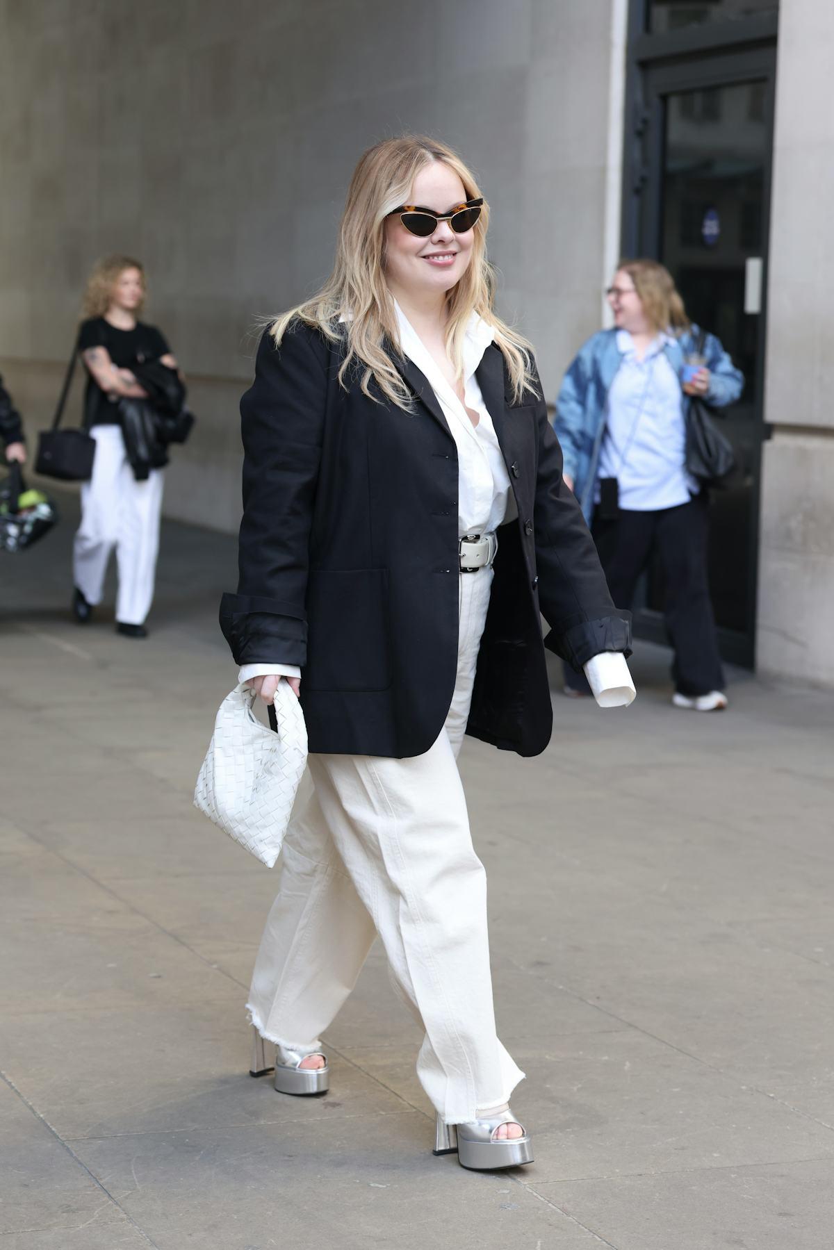 Nicola Coughlan’s Suit Is Black, White, and a Bit Unbuttoned