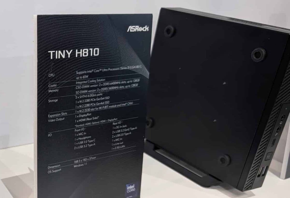 ASRock Tiny H810 Is a Compact Desktop with an Intel LG1851 Socket for up to a 65W CPU