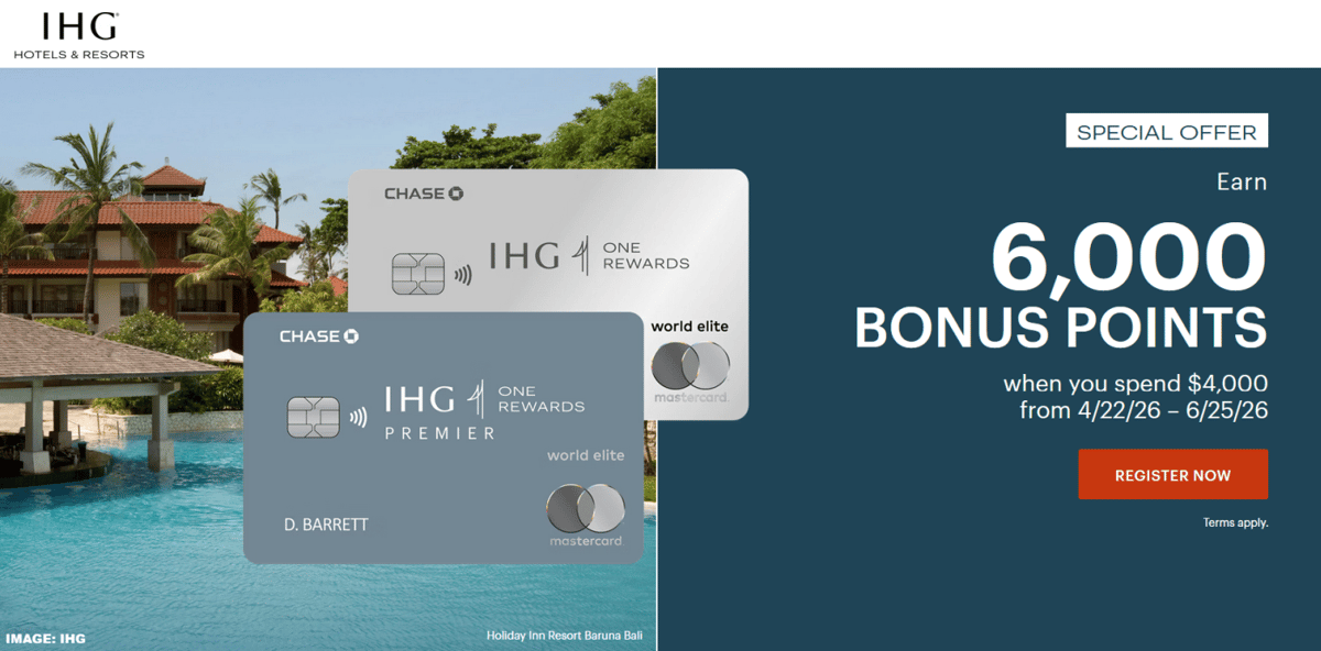 IHG & Chase Bonus Points For Cobranded Card Spend April 22 – June 25, 2026