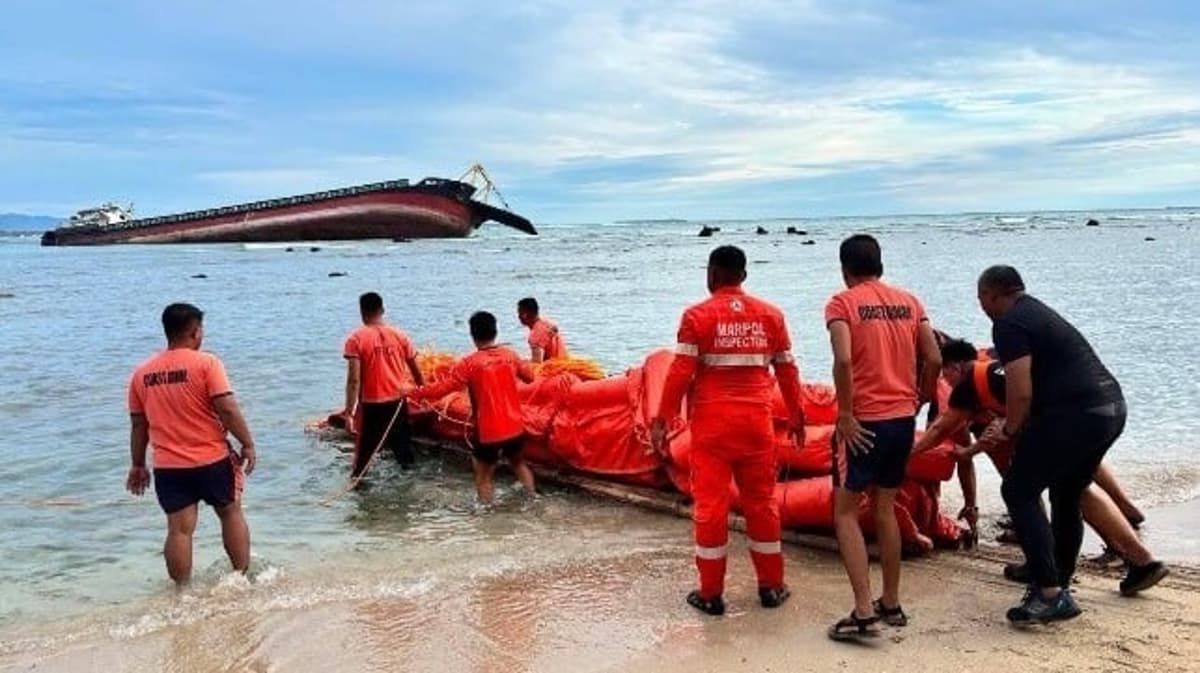 Cargo Ship Goes Aground and Spills Petroleum Off Luzon