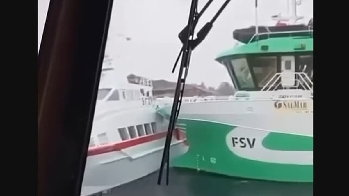 Workboat Hits and Damages Moored Fast Ferry Near Trondheim