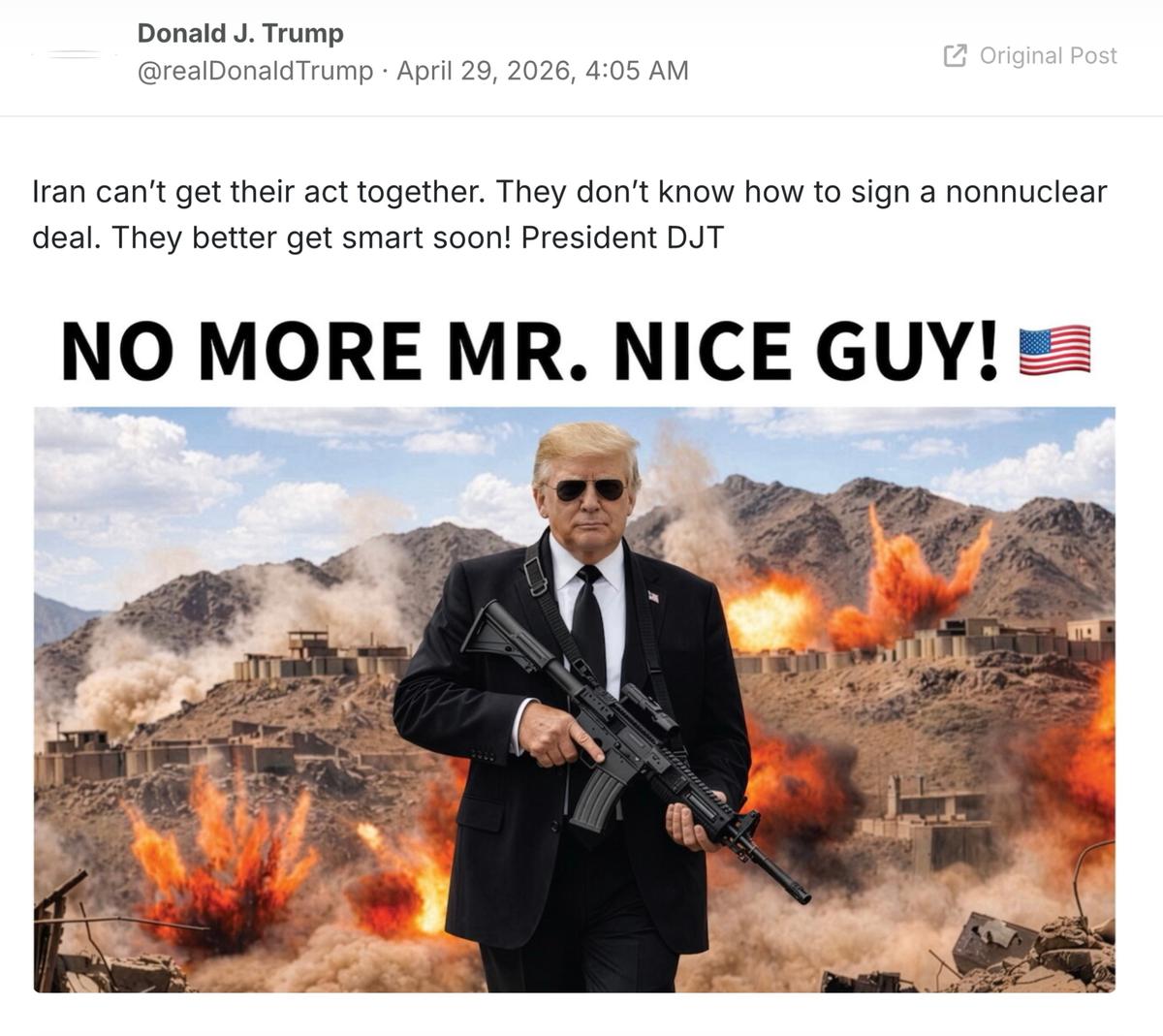 Trump on Iran: “No More Mr. Nice Guy”