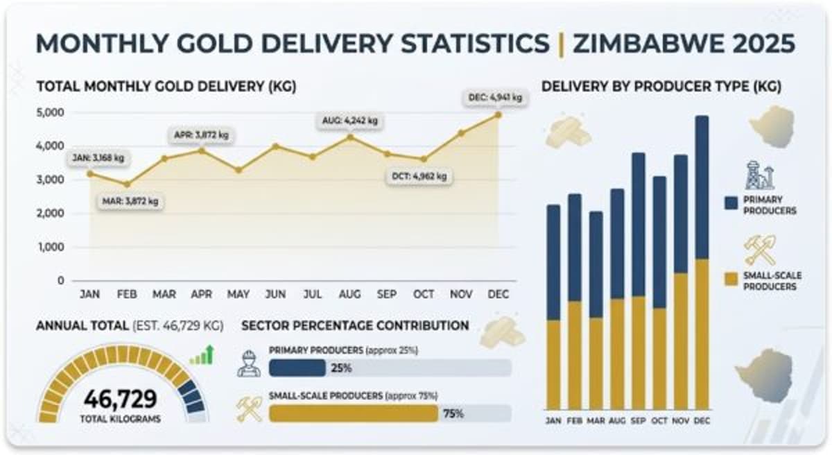 Zimbabwe Monthly Gold Delivery Statistics 2025