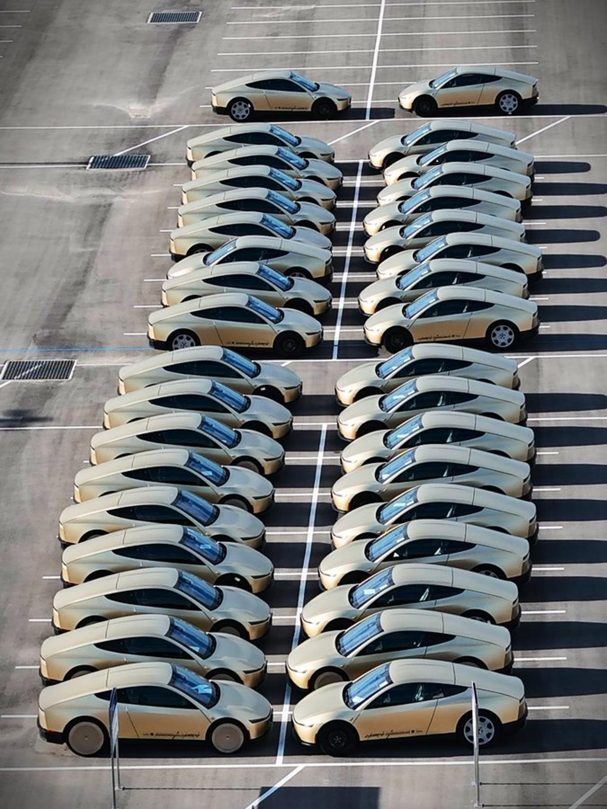 60 Tesla Cybercabs in Outbound Lot – Will Tesla Make 1000+ Cybercabs in April or May?