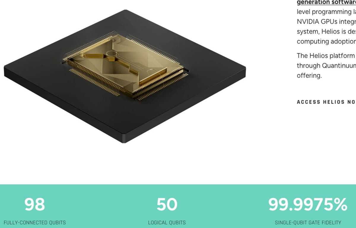 Quantinuum Helios With 98 Physical Qubits and 50 Logical Qubits