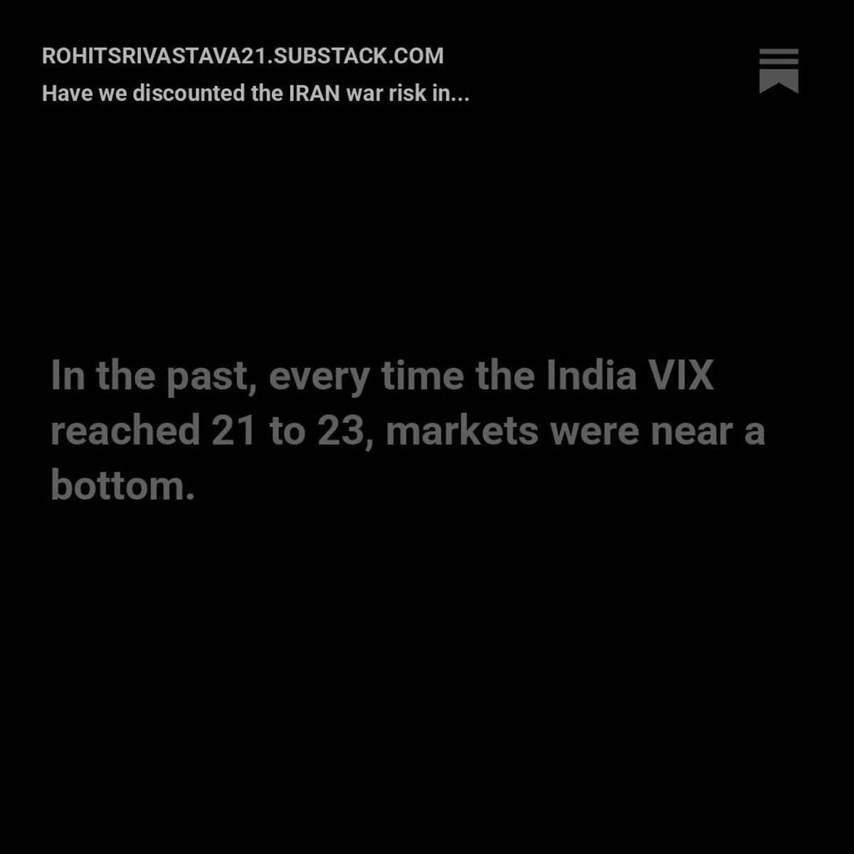 India VIX Shows Iran War Risk Already Priced In