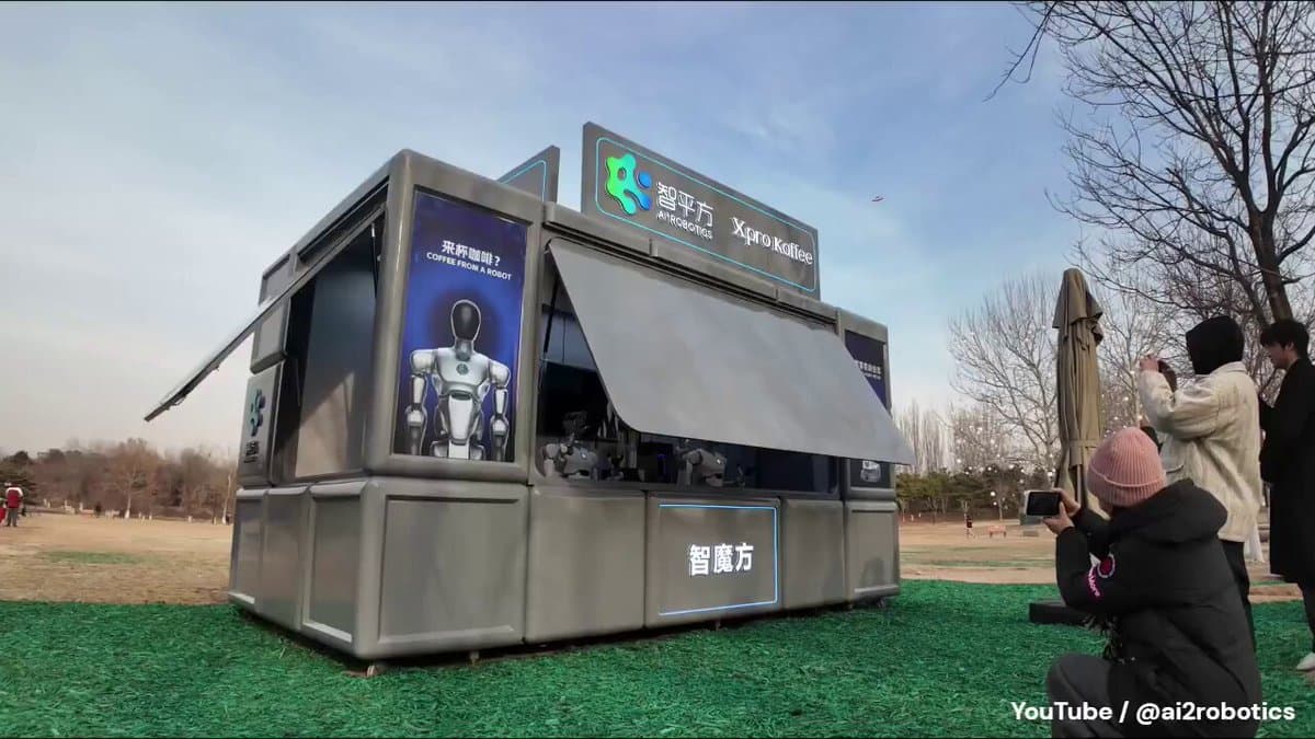 Humanoid Robots Run Modular Store Serving Coffee, Ice Cream