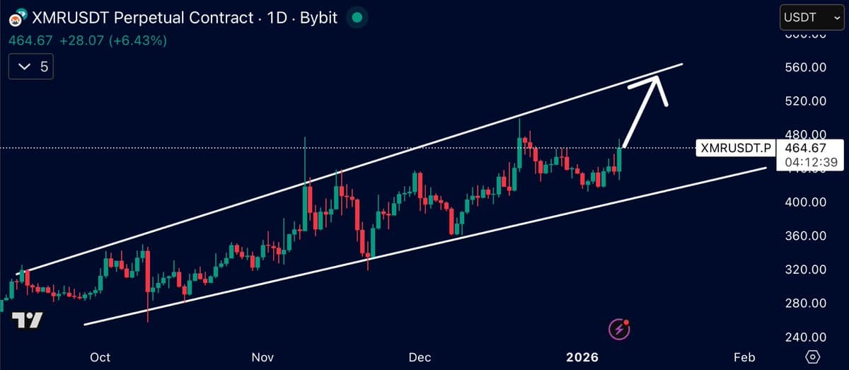 Monero Leads Privacy Surge, Eyeing $550 Target