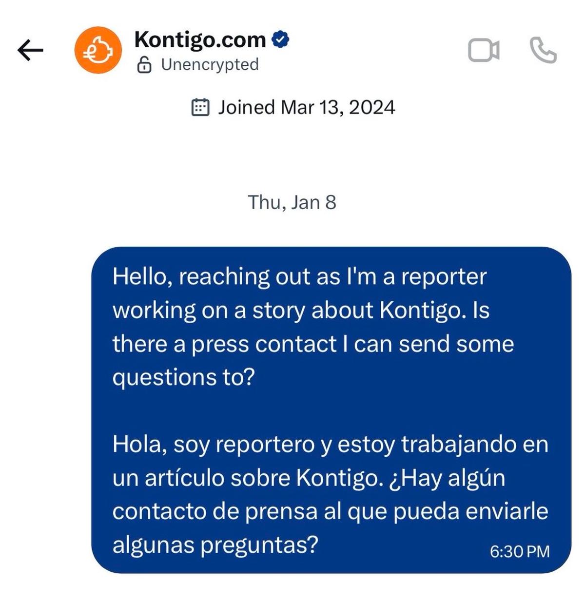 Kontigo and CEO Decline Direct Inquiry