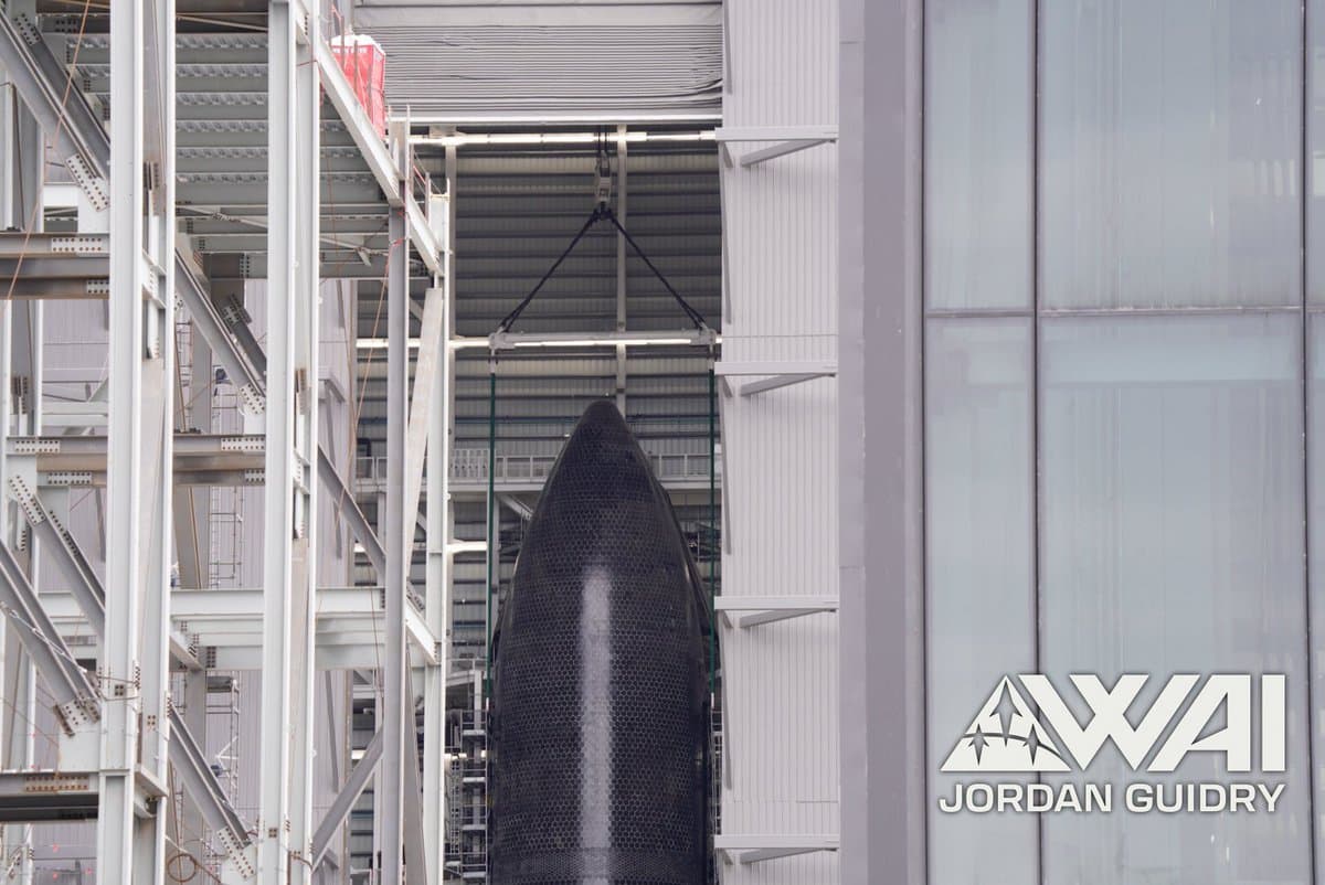 Ship 39 Secured to Megabay Crane, Ready for Lift