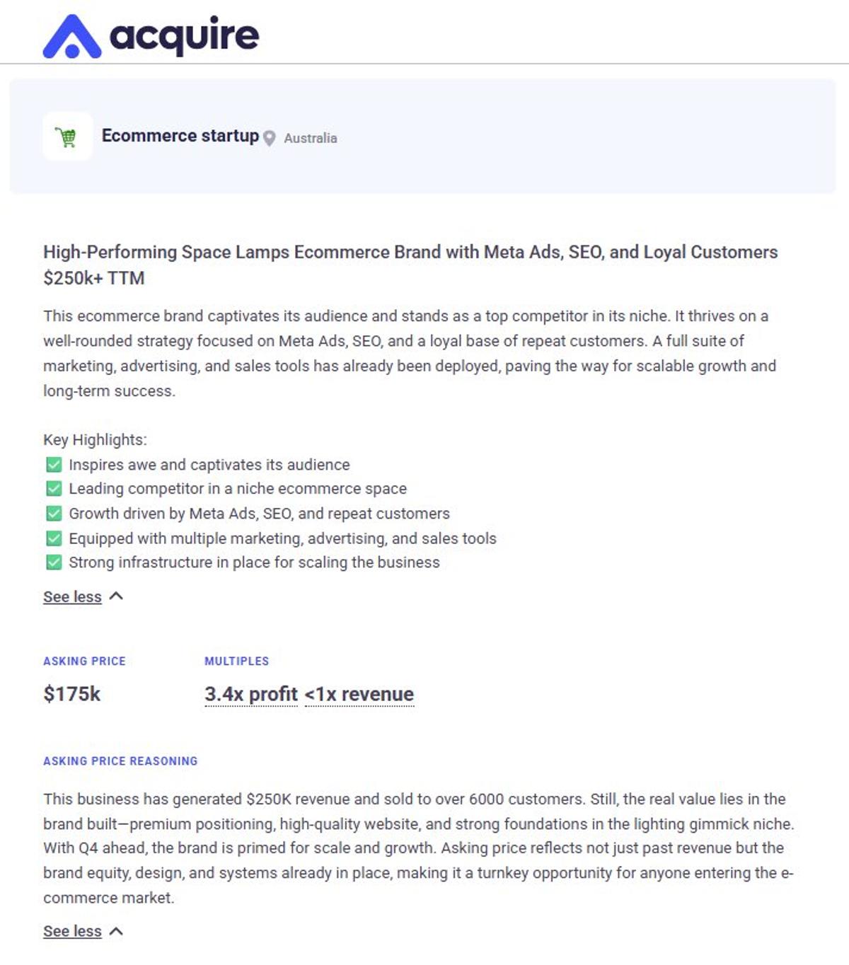 Space Lamp Brand Achieves $250K Revenue, 100% Growth