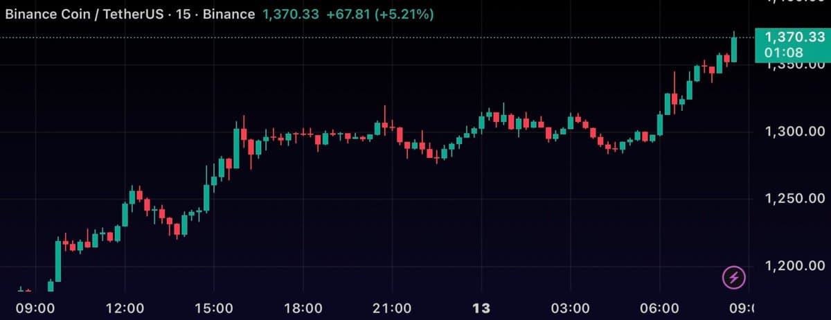 Binance Hits Record High of $1,370