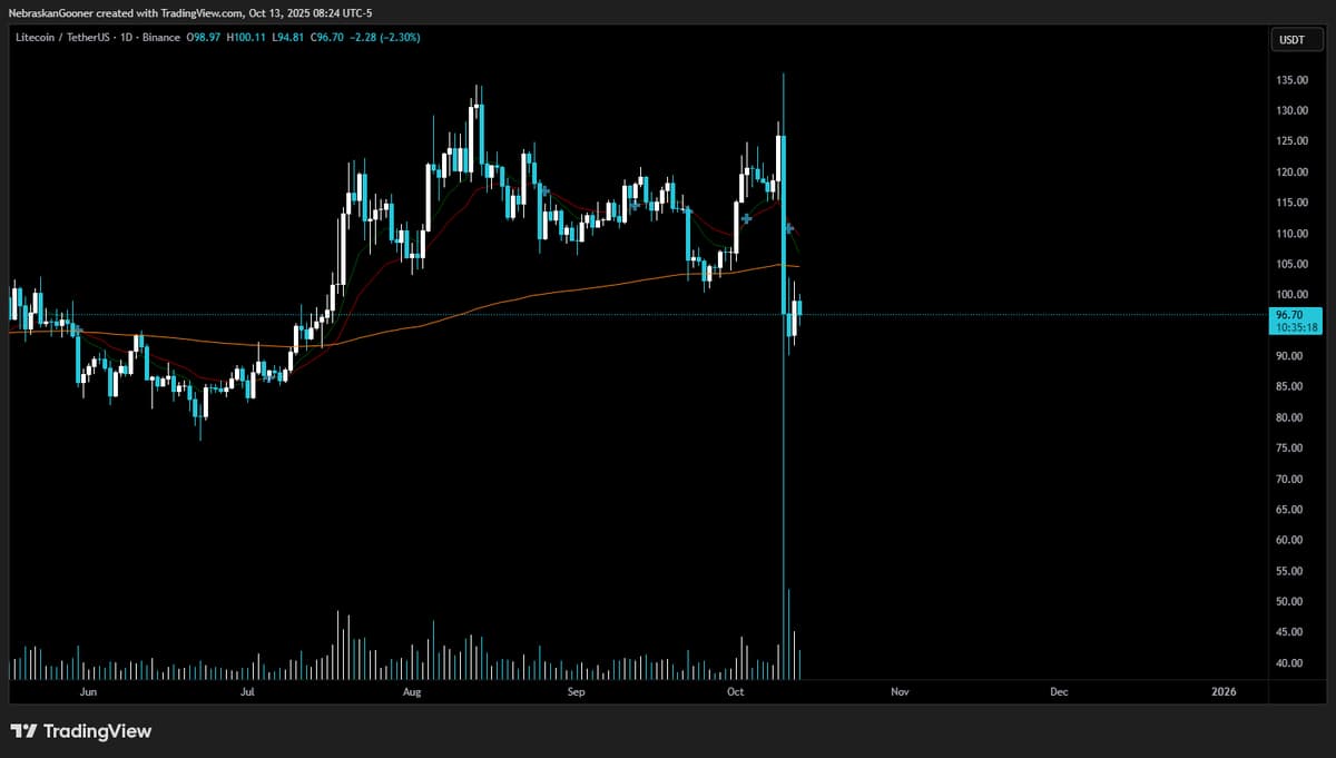 LTC Slides Below 99‑Day SMA, Warning Sign