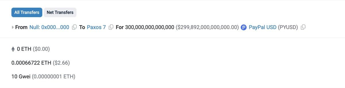 PayPal's $300T Stablecoin Mint Likely Intern Mistake