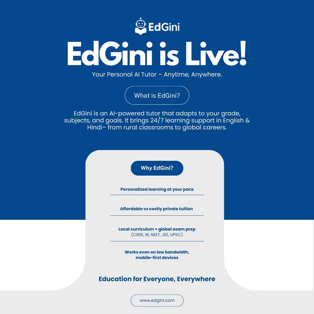 India Launches EdGini: Personalized, Fun Learning Platform