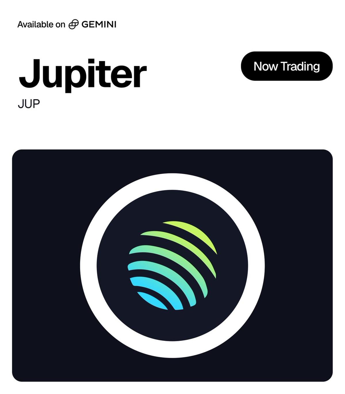 JUP Launches on Gemini with Full Deposit Support