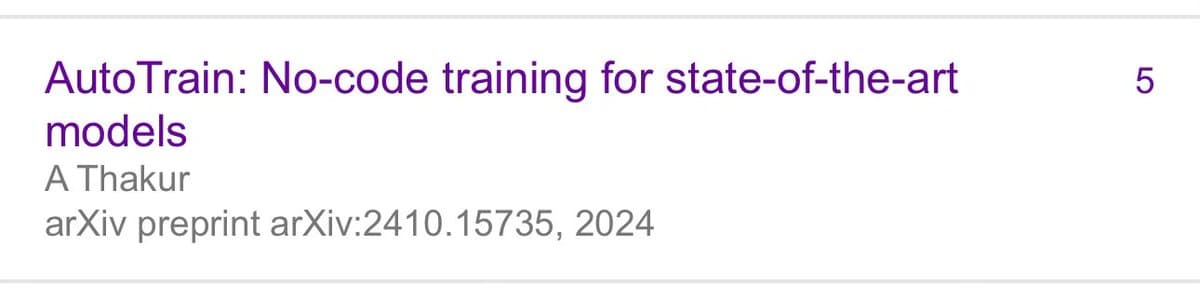 AutoTrain Paper Reaches Five Citations After Months