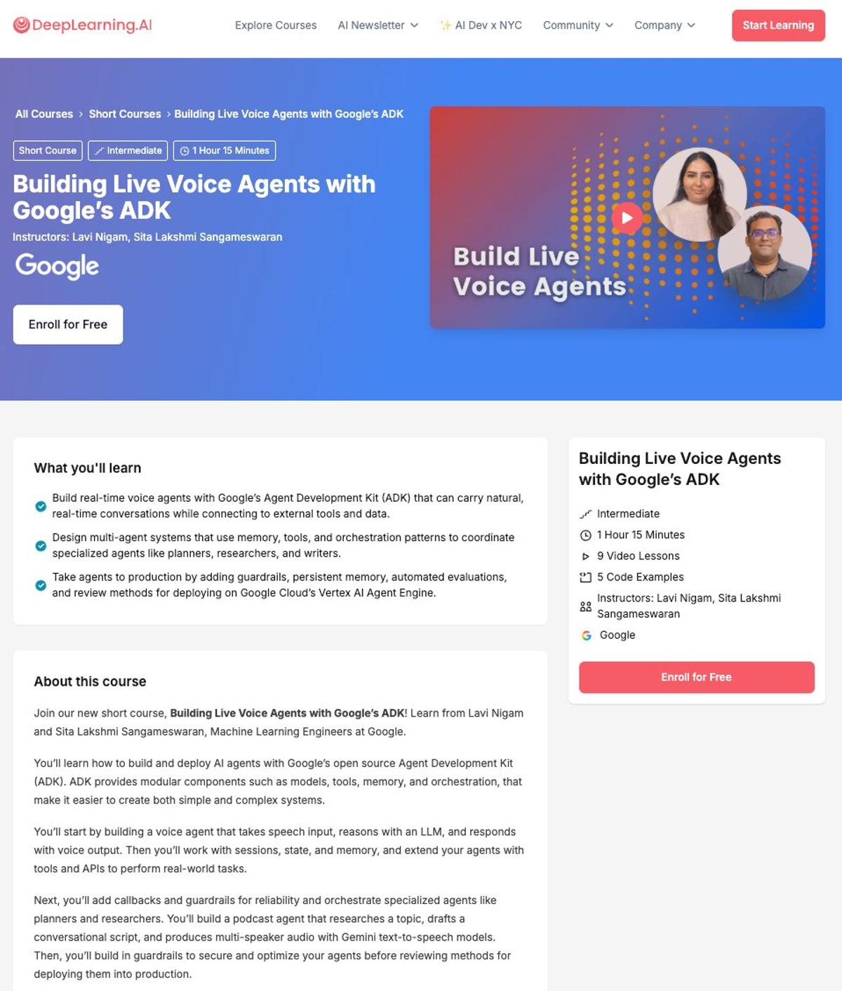 Google Launches Free Course on Real-Time Voice Agents