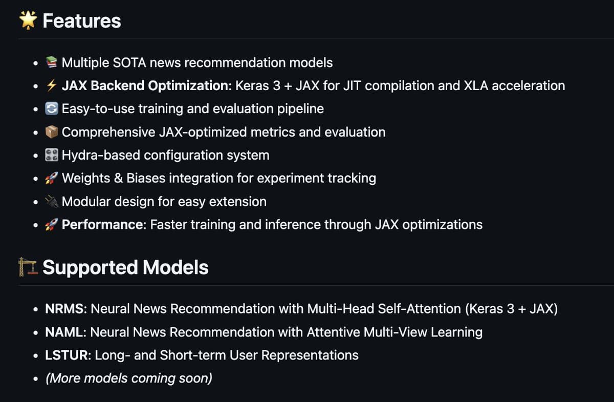 Modular News Recommendation Framework Scales with Keras 3 and JAX