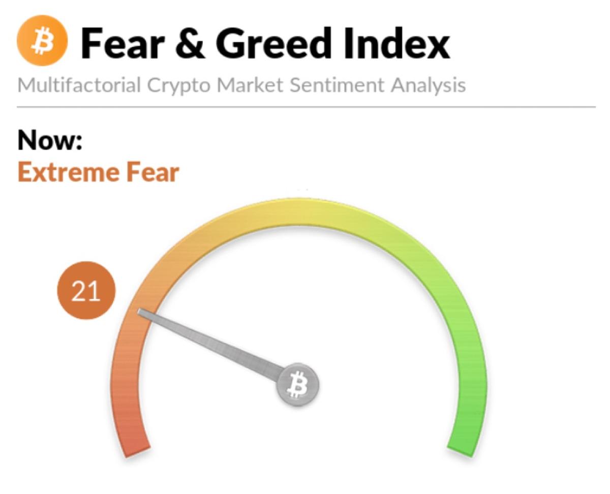 Crypto Fear Index Plummets to Extreme Fear Level