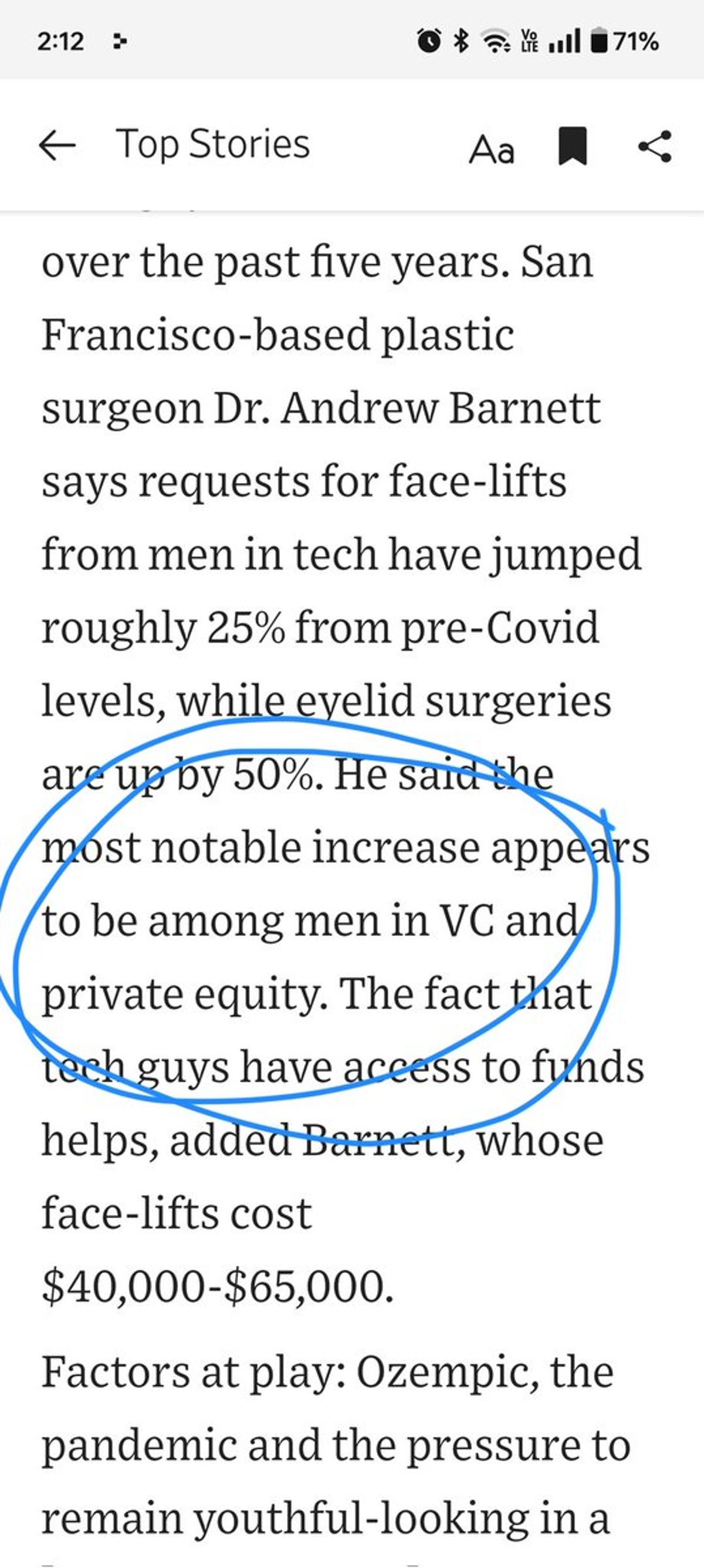 VC & PE Flood Plastic Surgery in San Francisco