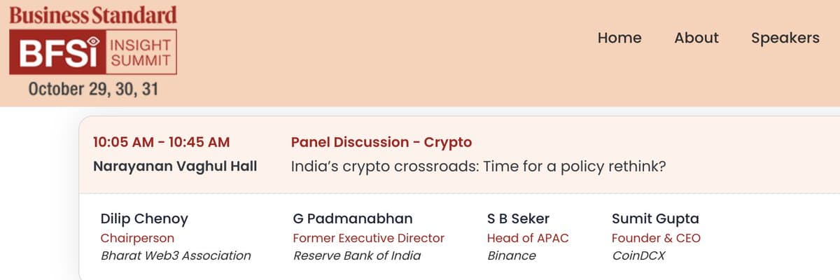 Discussing India's Crypto Policy at BFSI Summit Tomorrow