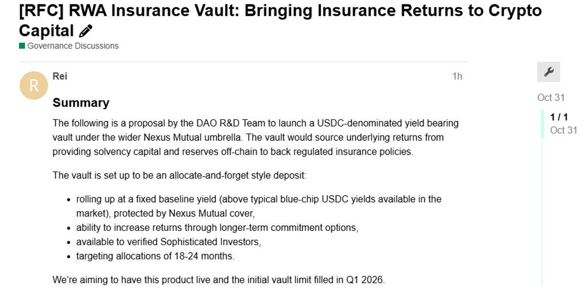 Nexus Mutual Launches Fixed-Yield Stable Vault