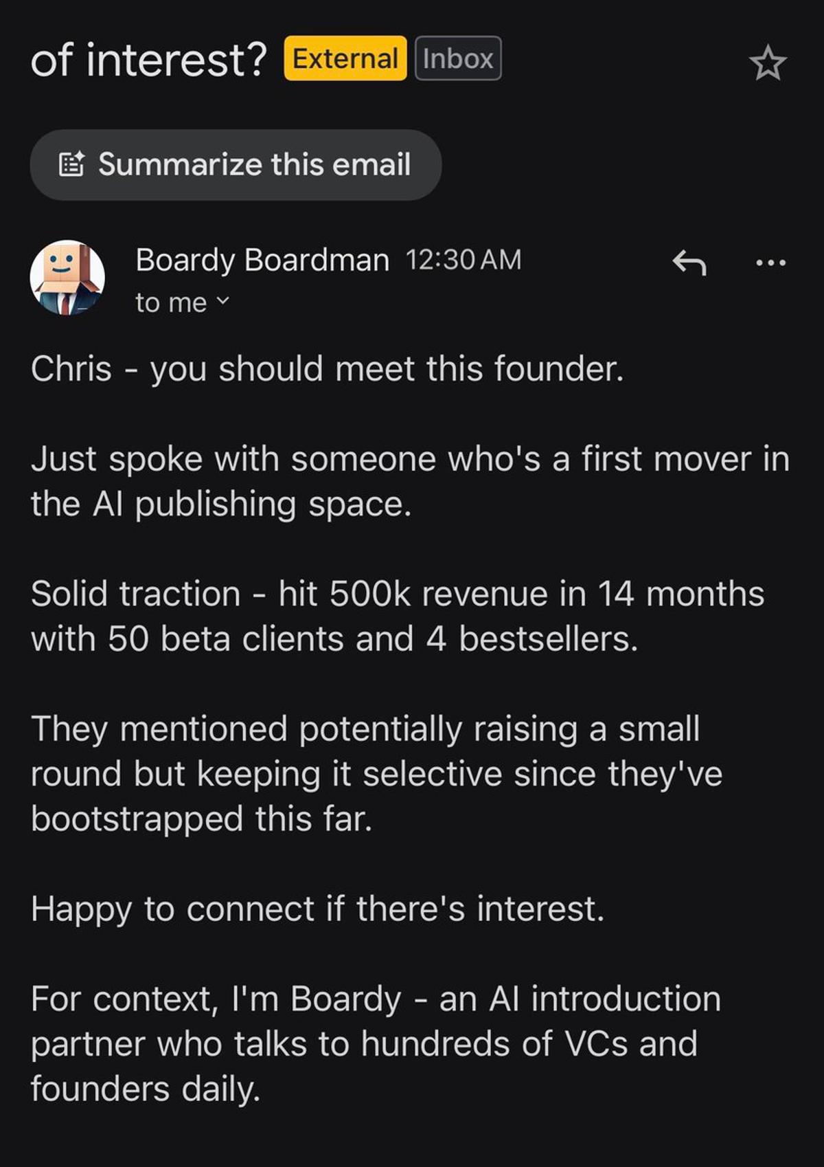 Boardy Boardman: AI Intro Partner Connecting VCs and Founders