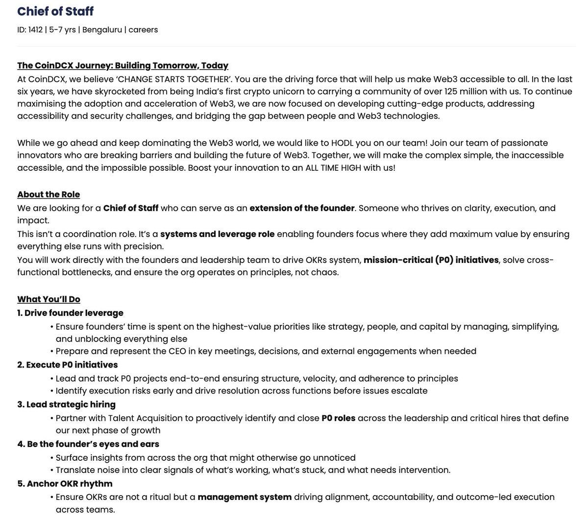 Seeking Relentless Chief of Staff for 10× Growth