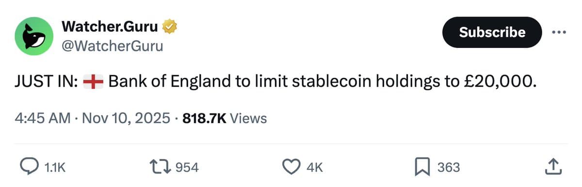 UK's Pound Stablecoin Restrictions Threaten Banking Stability