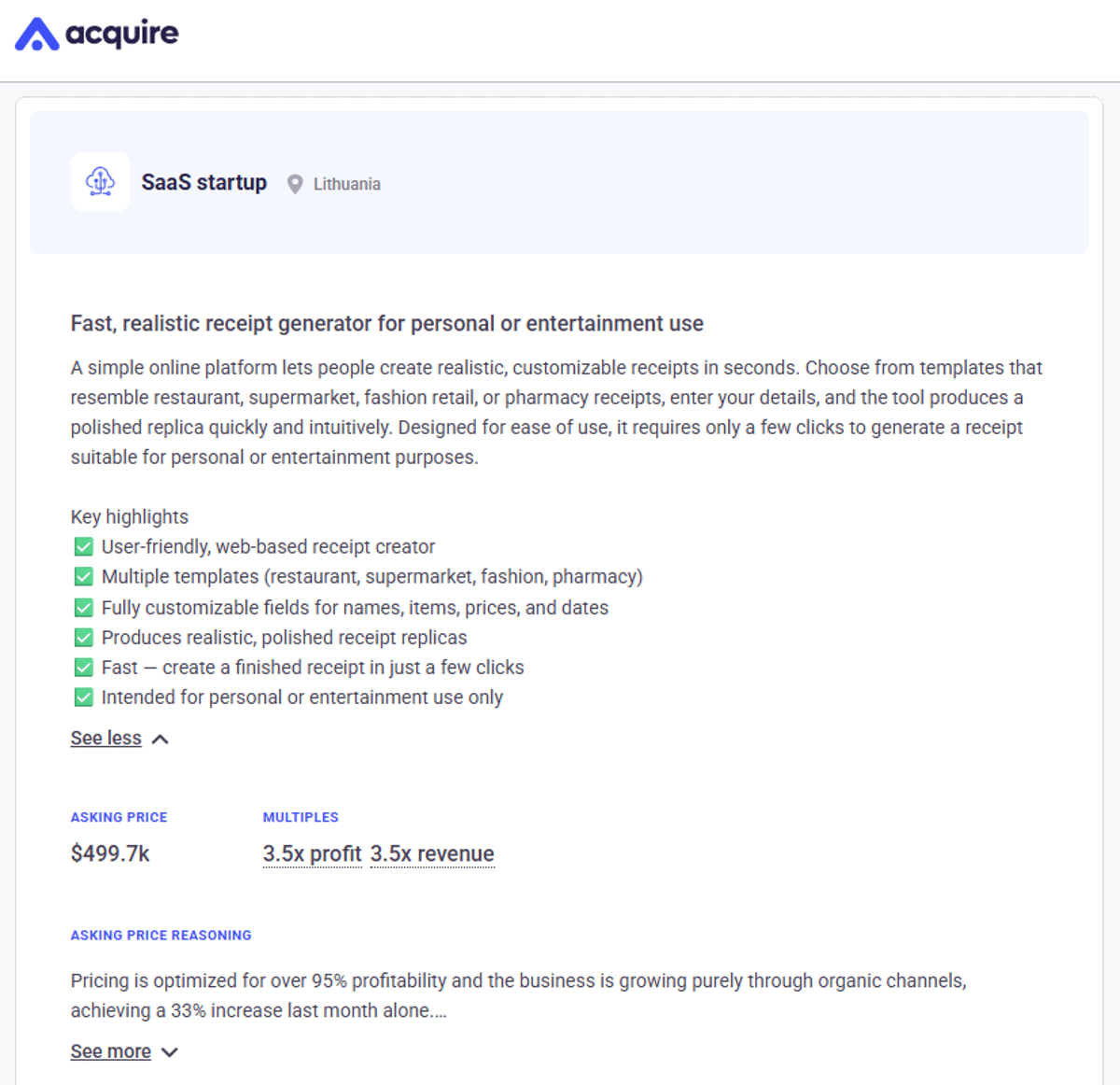 Solo Receipt Generator Nets $141K Profit, 95% Margins